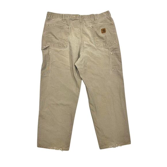 ★ Carhartt Vintage (90’s) Tan Carpenter Workwear Pants w/ Utility Pockets ★ - Picture 1 of 7